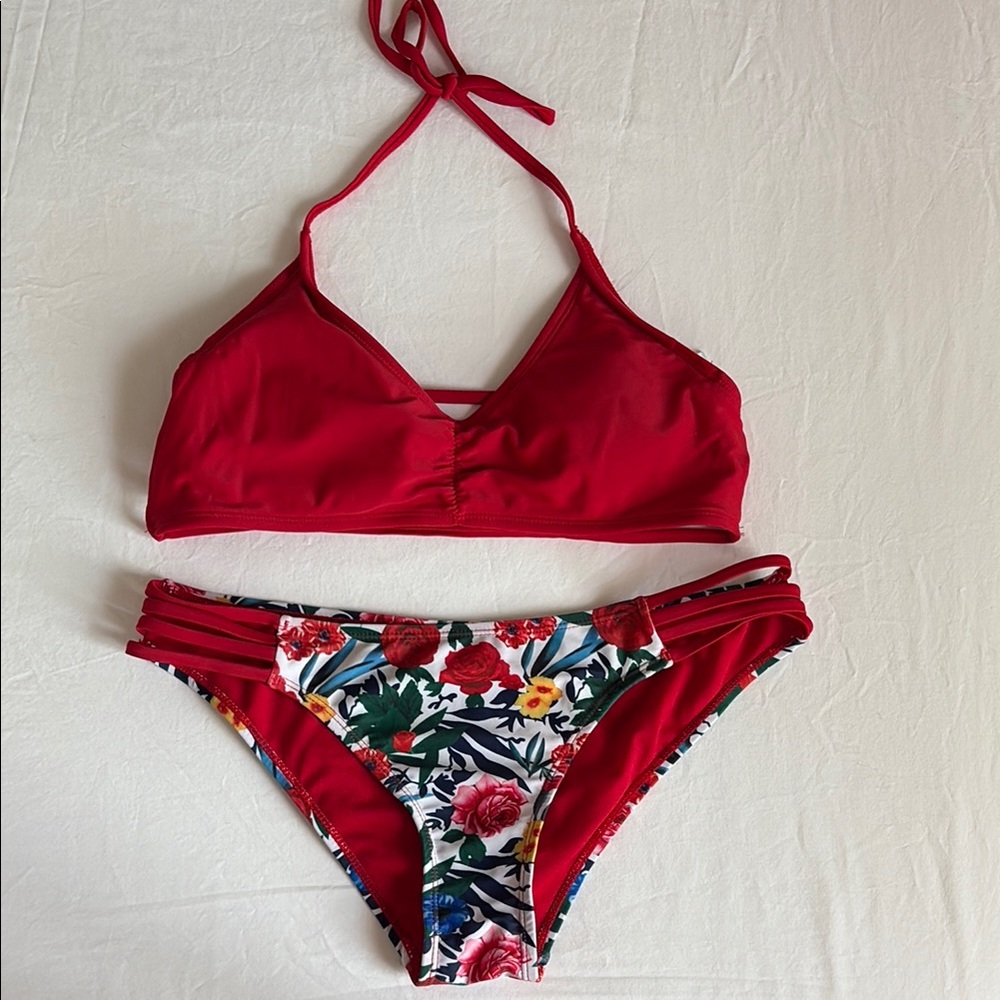 Floral Red Bikini Set
